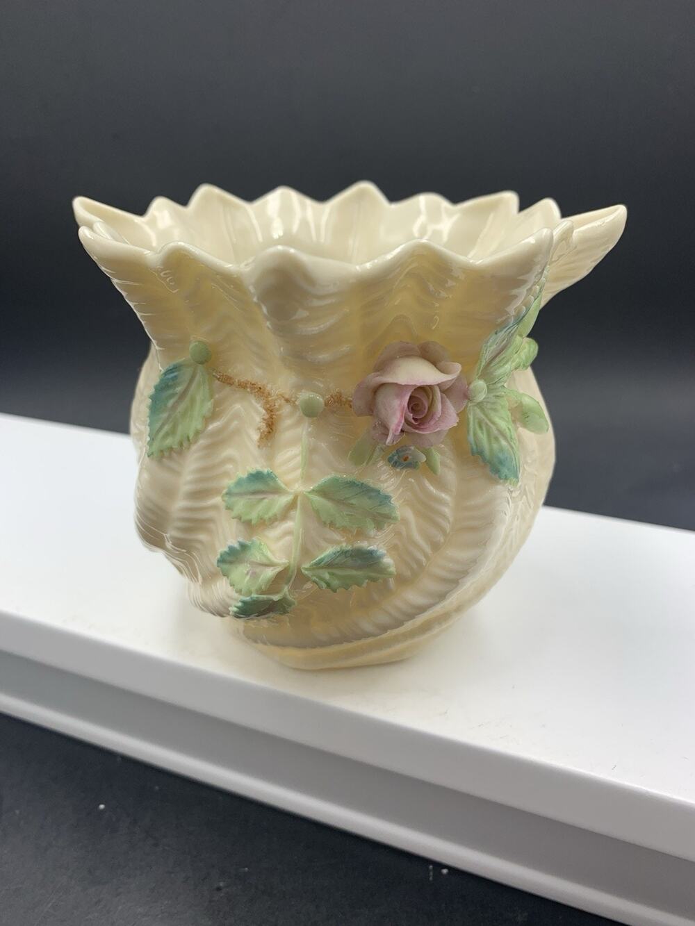 Vintage Belleek Carlingford Cache Pot Planter Vase